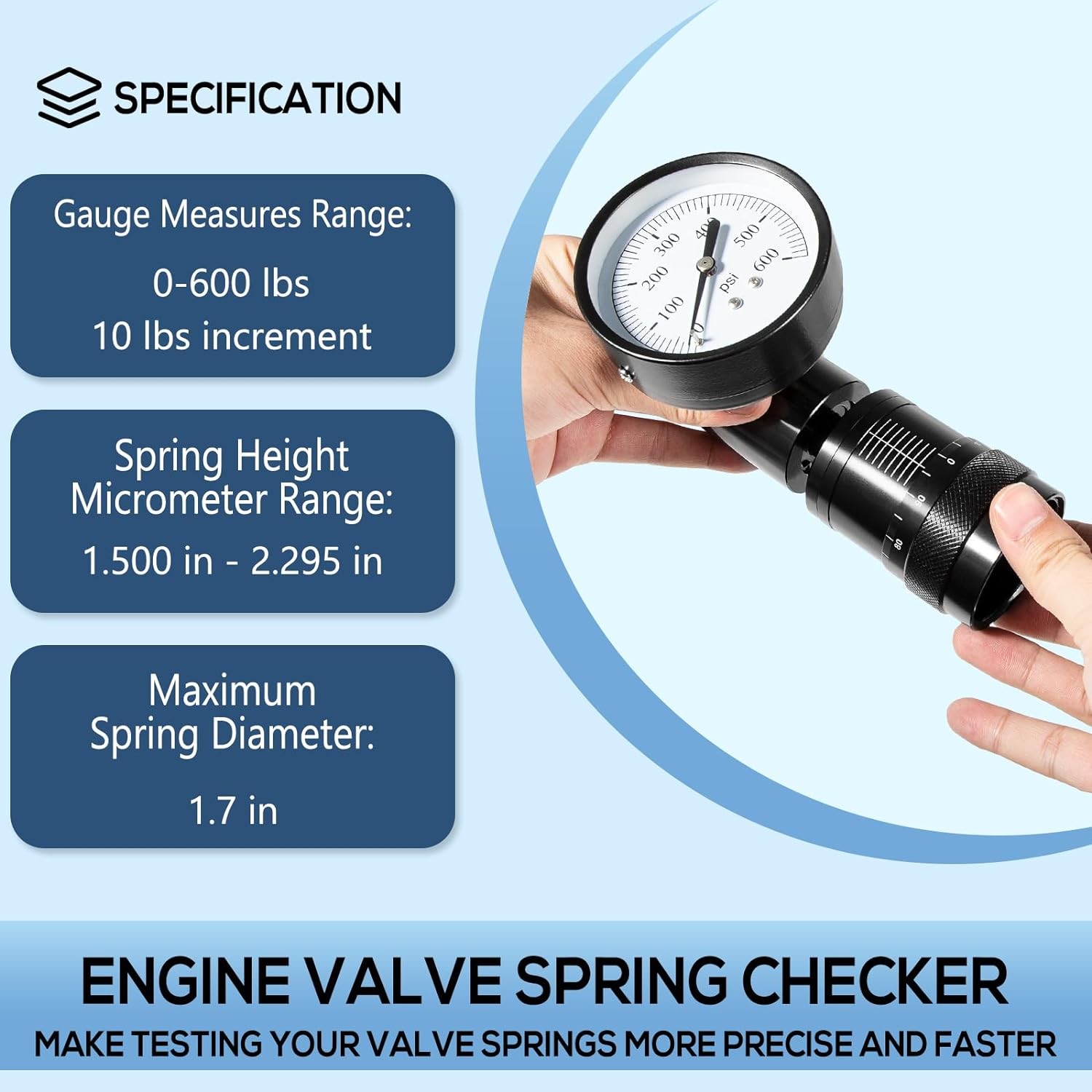 66841 Mini Valve Spring Tester Measuring Combo Round Dial 0-600LB 10LB Increment