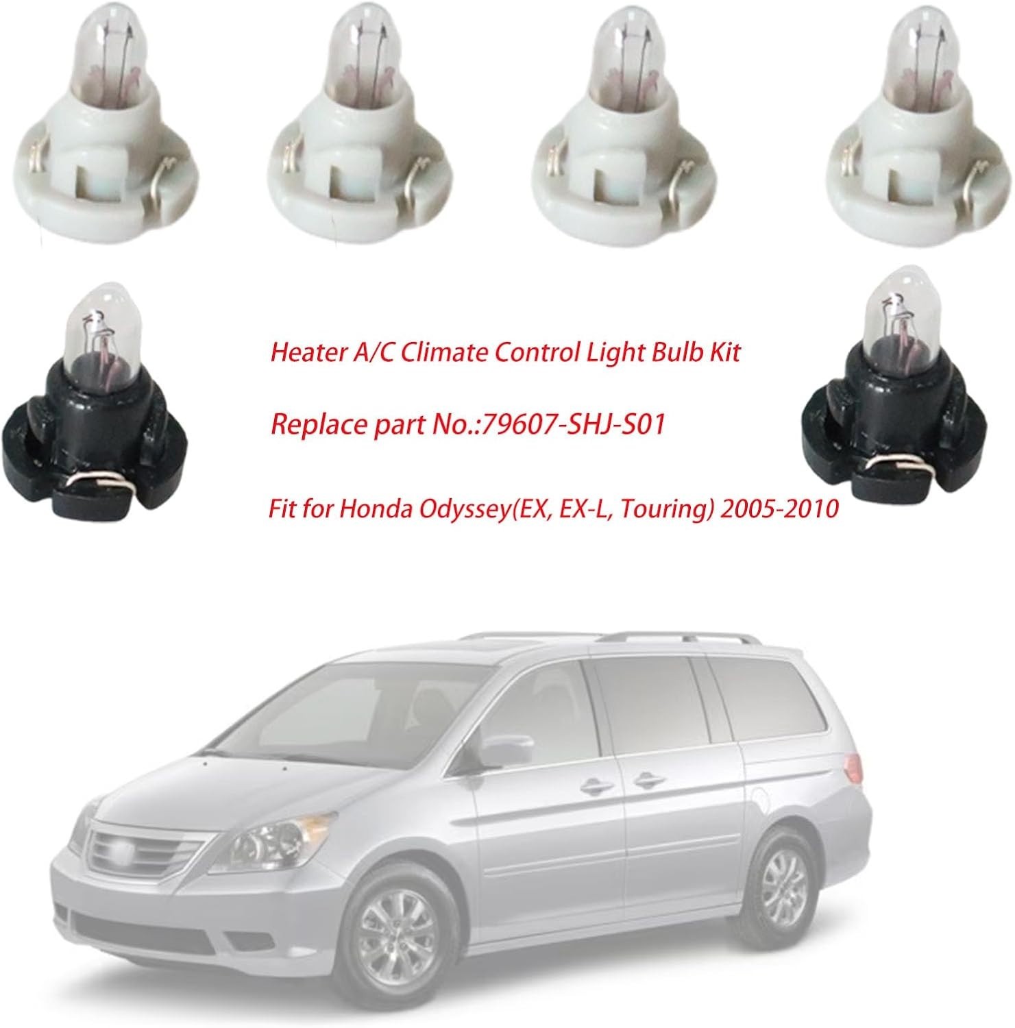 Heater A/C Control Panel Dash Light Bulb(Set of 6pcs) Fit for Honda Odyssey(EX,