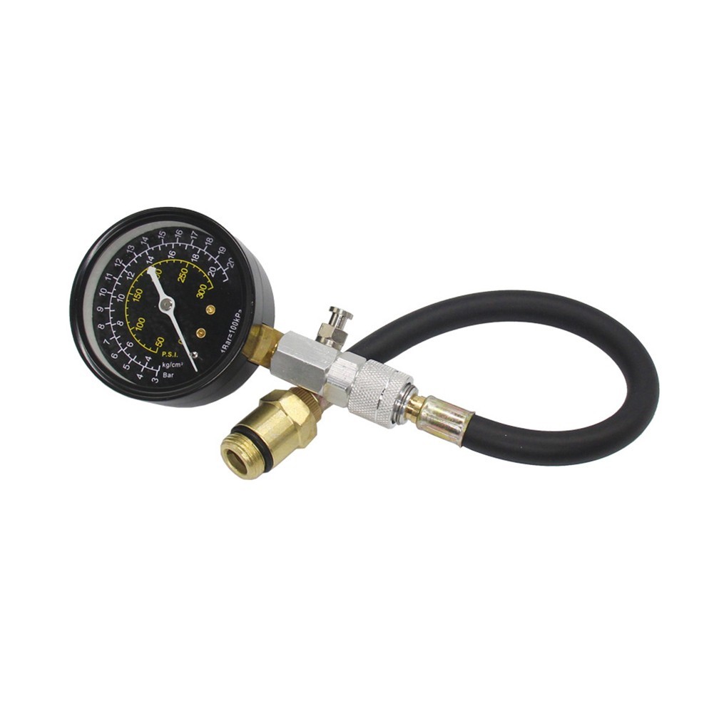 Engine Compression Test Kit with 0-300 PSI Gauge Metal Plastic Construction