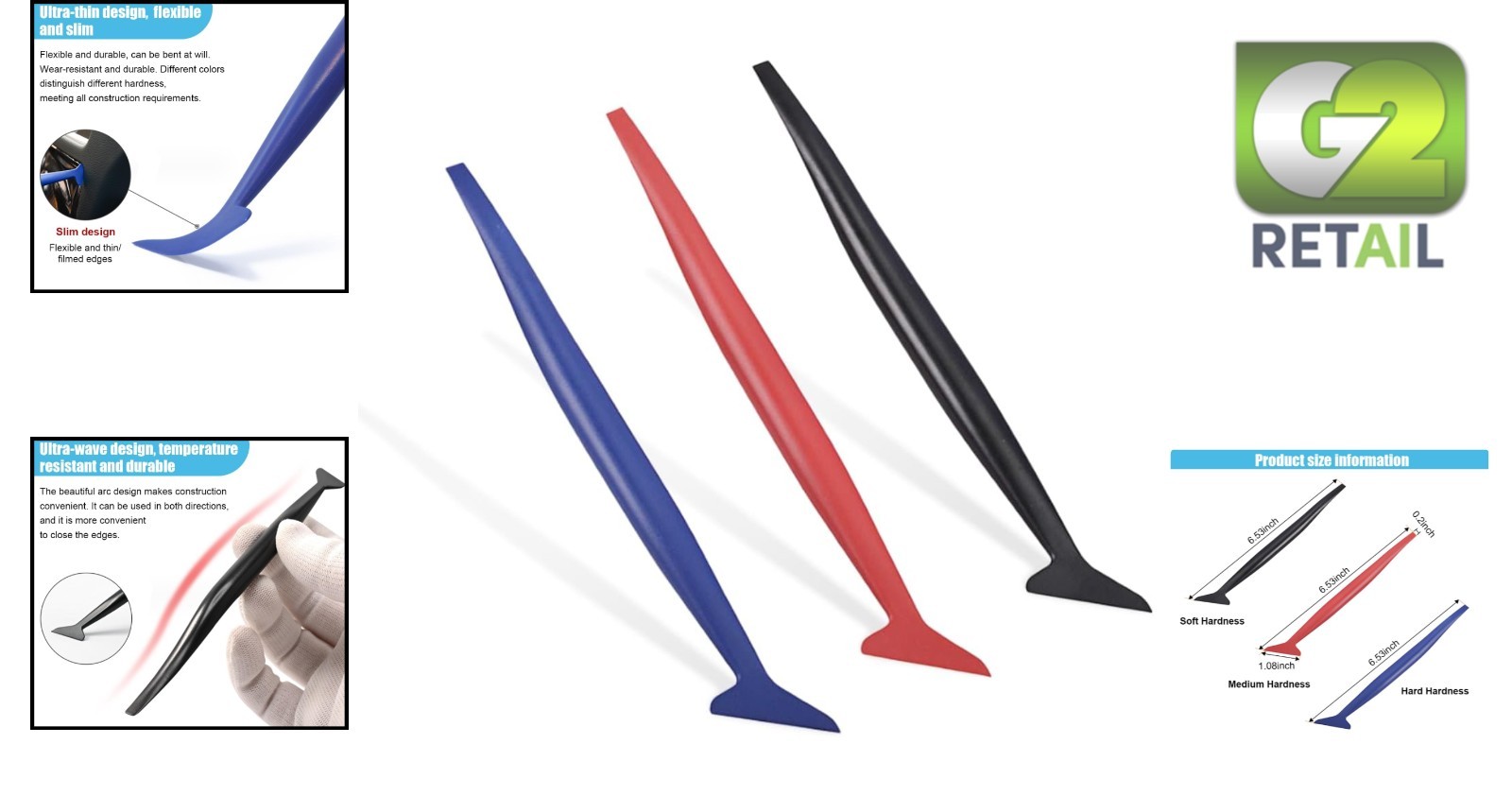 Versatile 3PCS Vinyl Squeegee Tool Set – Achieve Flawless Car Wrapping & Tinting