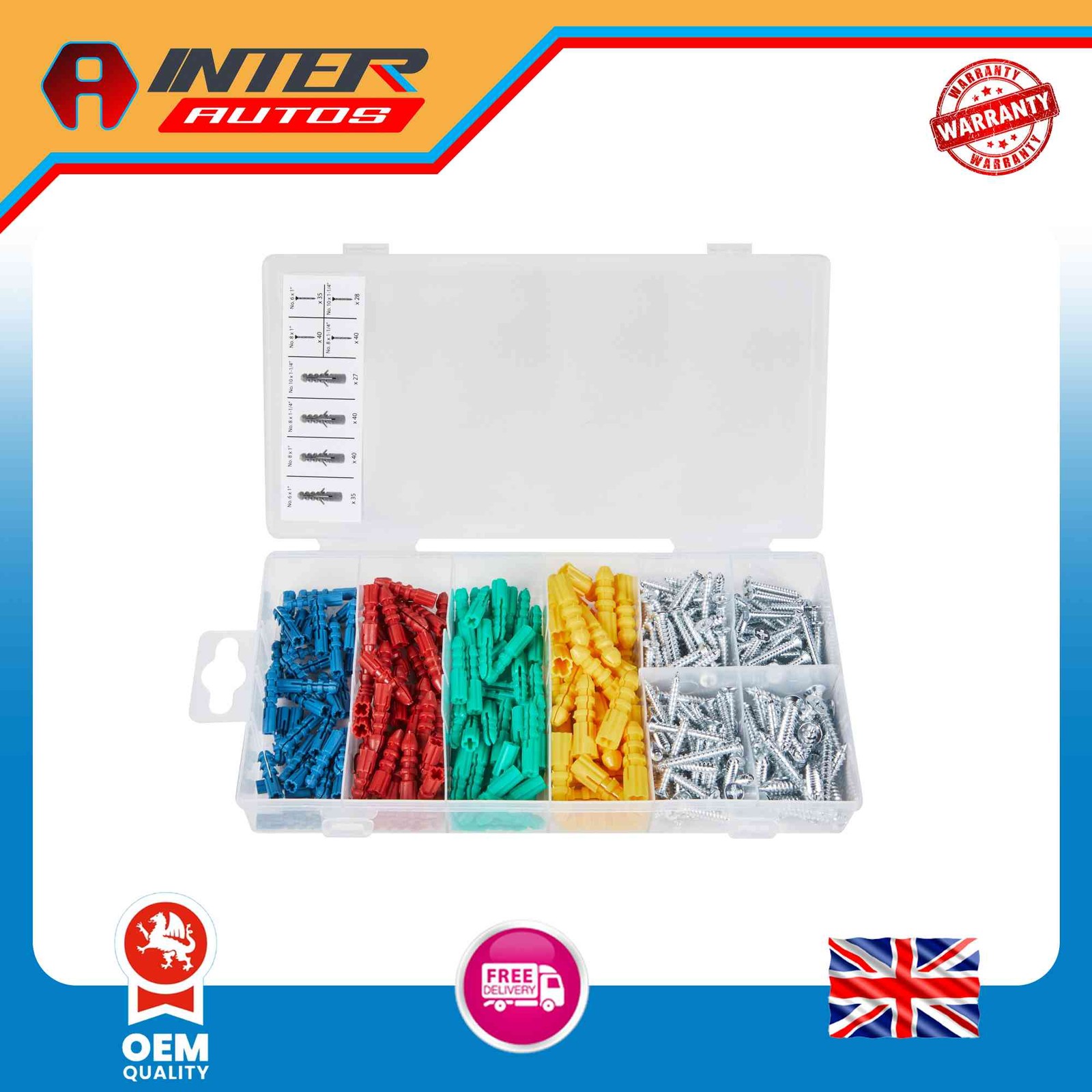 Blue Spot Tools 285 PCE Assorted Anchor And Metal Screw Set