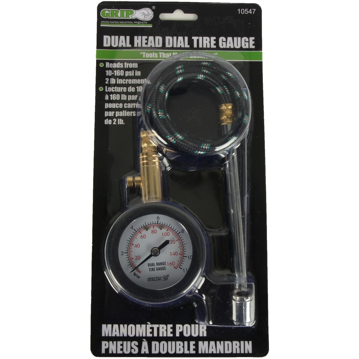 Grip On Tools Dual Head Dial Tire Gauge 10547