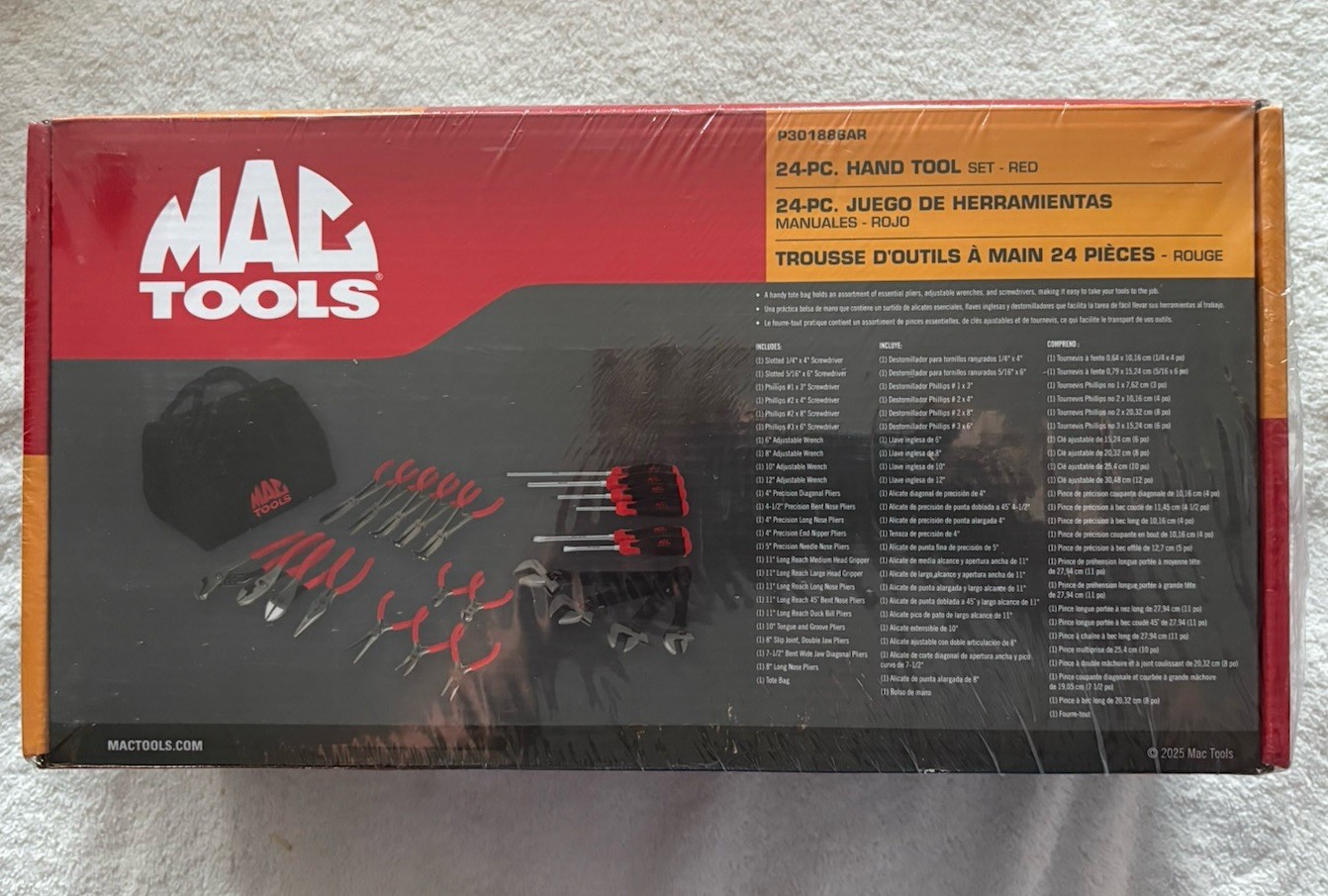 Mac Tools 24 Pc. Hand Tool Set w/Storage Bag (Red)