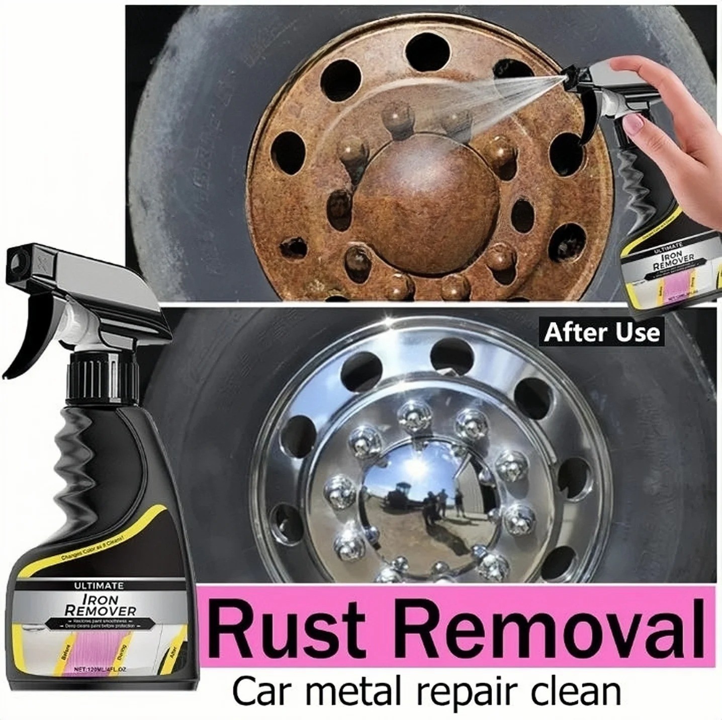 Rust Remover Revitalizing Spray for Car Wheels & Metal Surfaces Strong