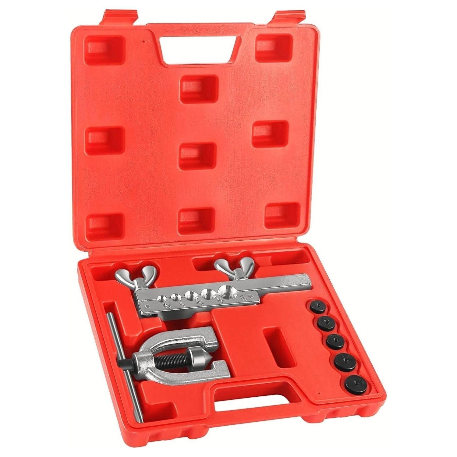 SAE 45° Double Flare Brake Line Flaring Tool Kit w/ Adapters for Copper Steel Tu