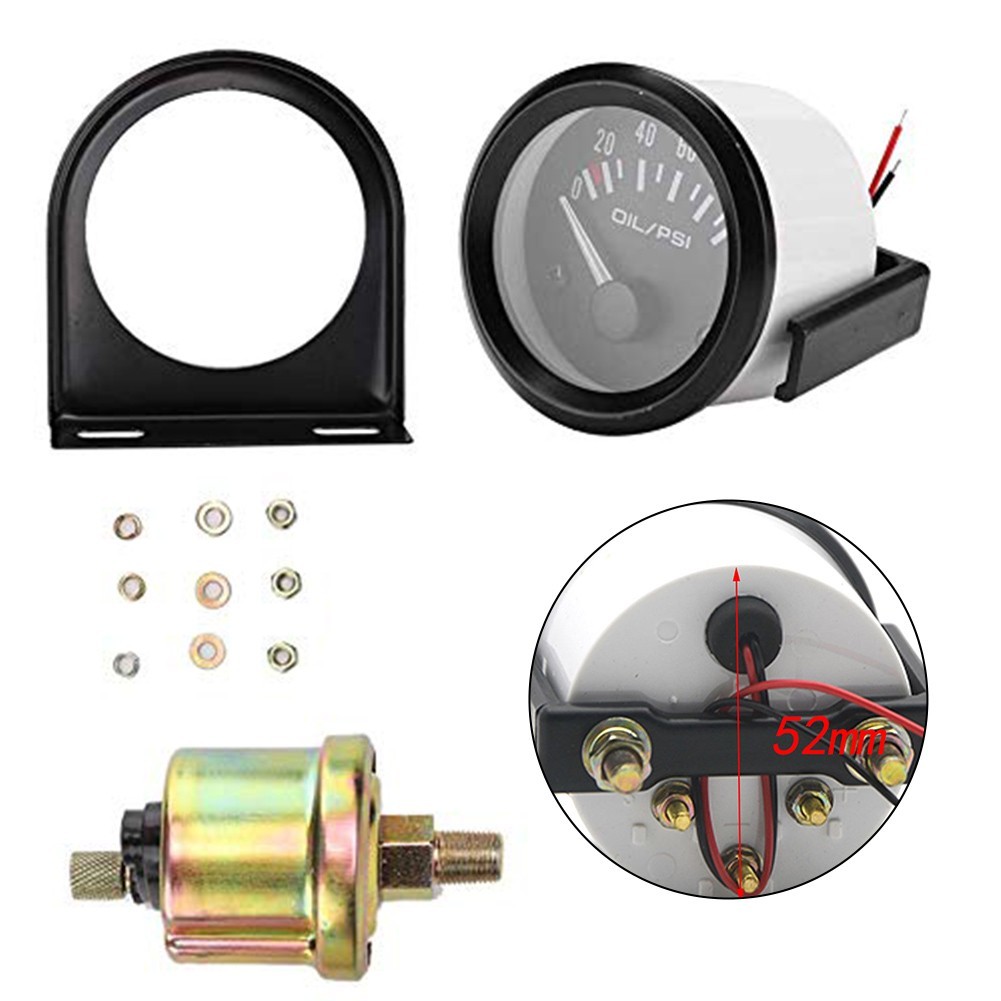 Auto Oil Pressure Sensor Gauge 52mm for For 12v Car Truck RV Engine Check