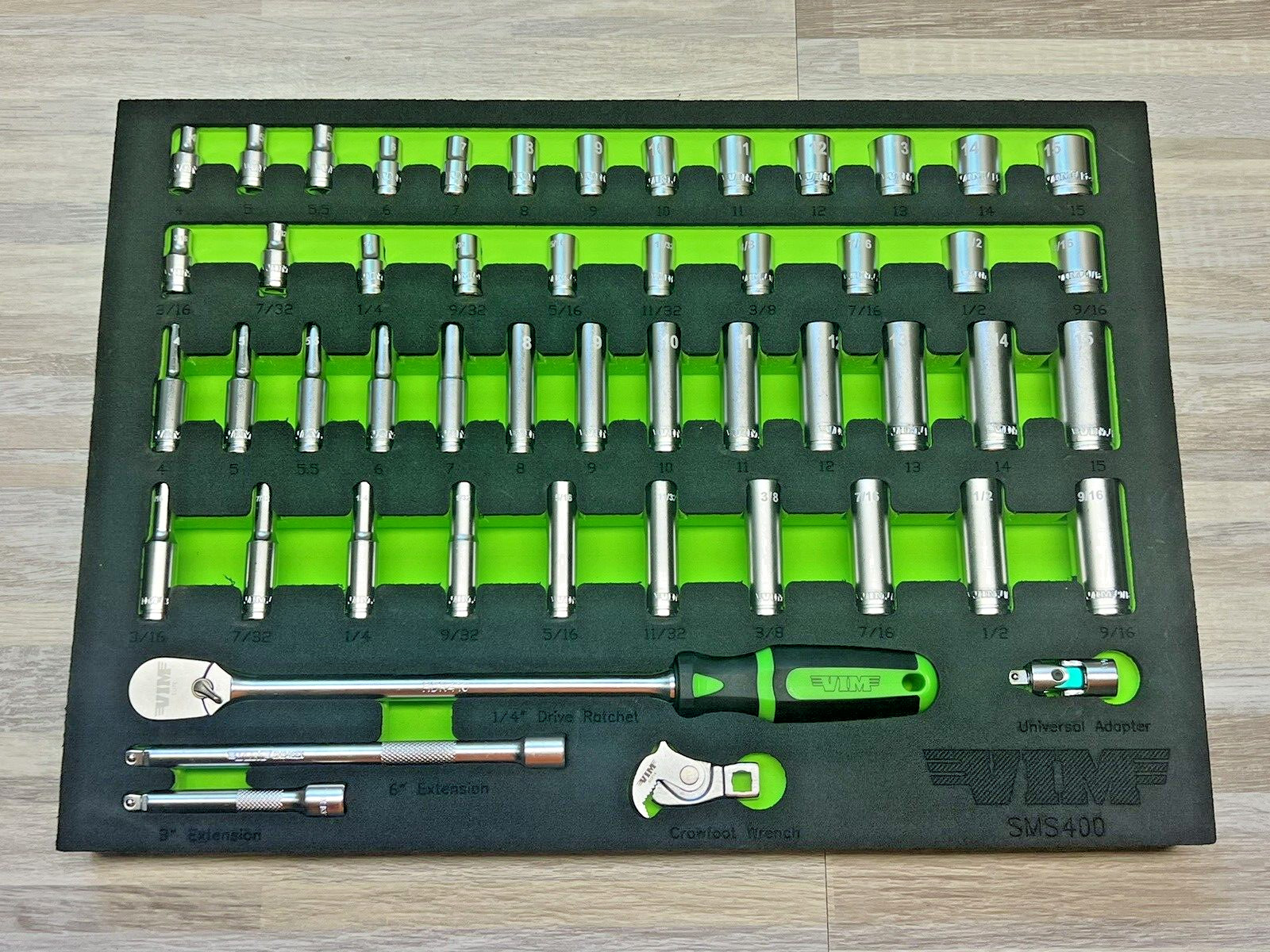 NEW Vim Tools 51pc Master 1/4″ dr Socket Ratchet Tool Set SAE & Metric SMS400
