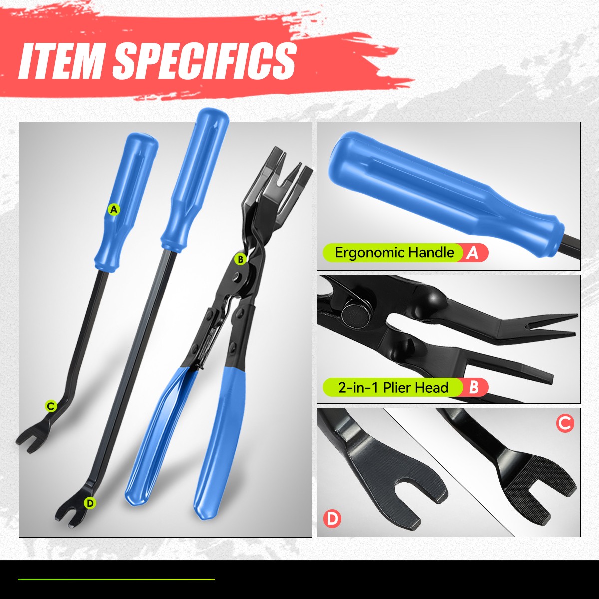 DNA Motoring 19Pcs Door Panel Audio Dashboard Car Trim Removal Tool Set Blue
