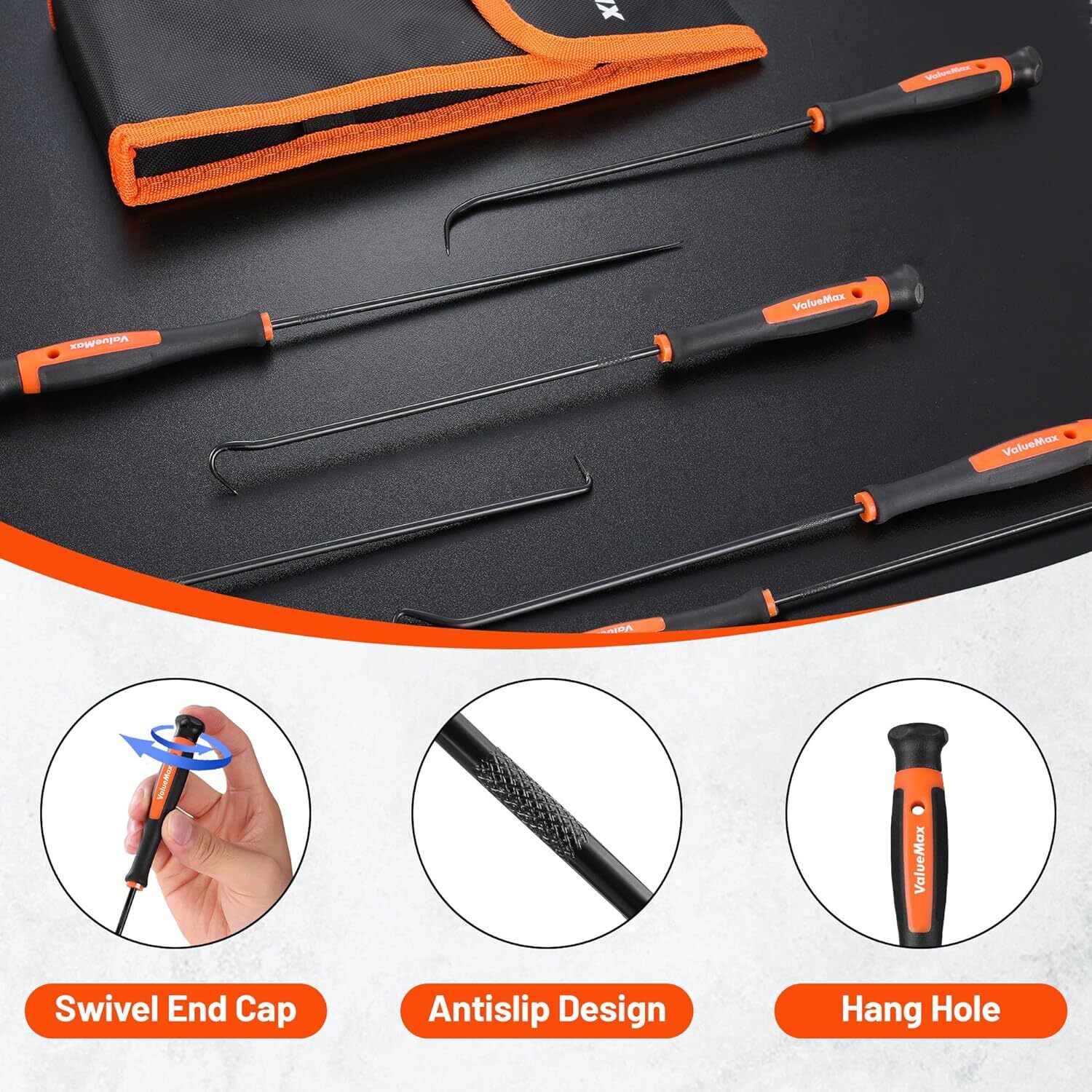 ValueMax Pick&Hook Set with Tool Bag 6PC TPR Handle Anti Slip Abrasion Resistant
