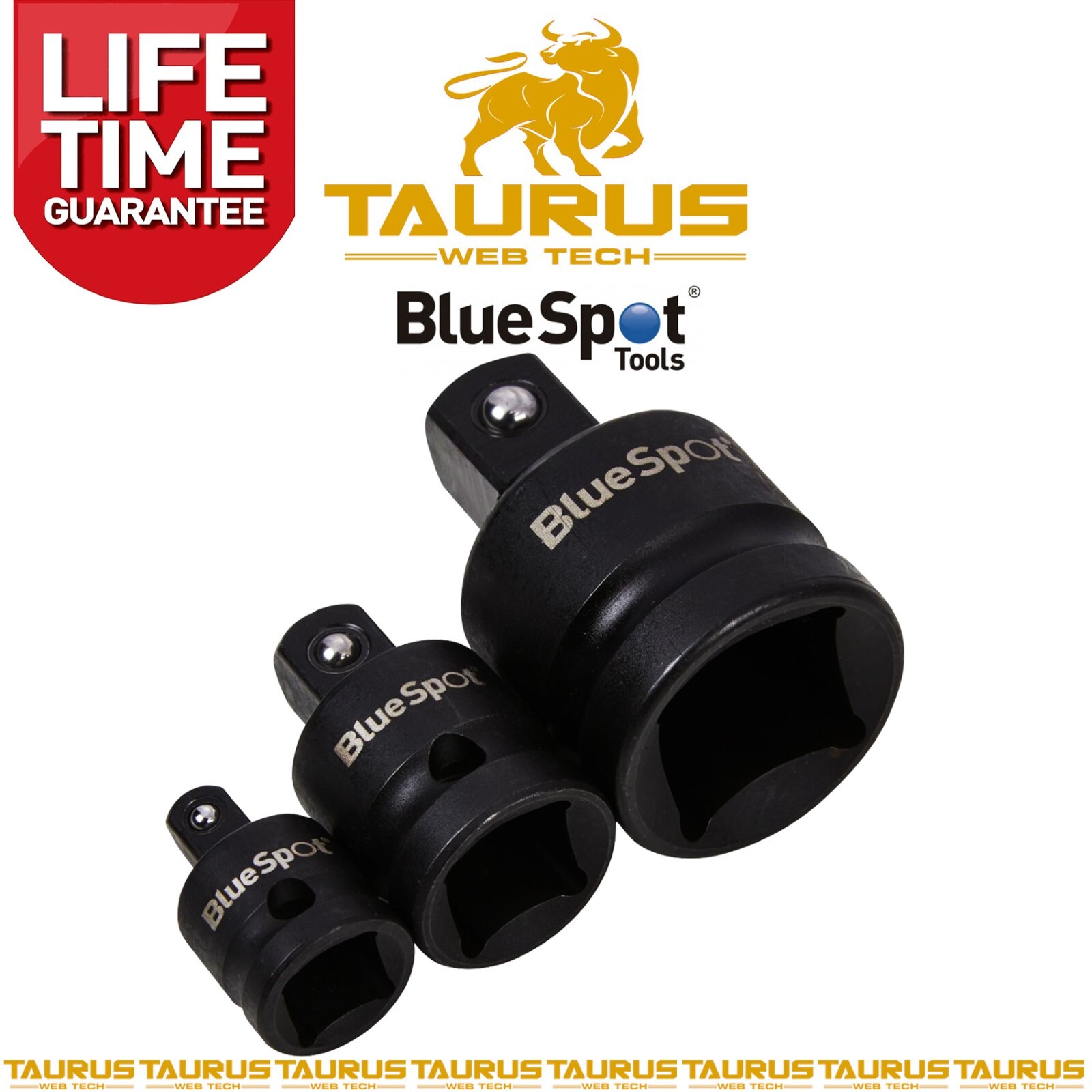 3x BlueSpot Impact Adaptor Socket Reducer Set Female To Male Drive Hand Tools UK