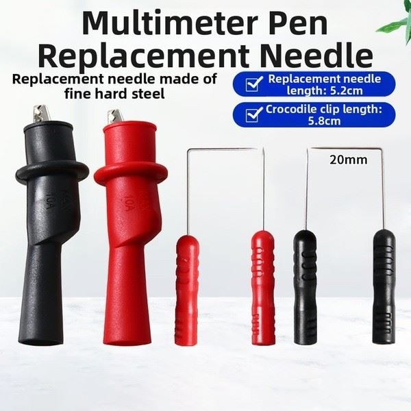 Multimeter Test Leads Fine Steel Needles Precision Measurements Insulated Clips
