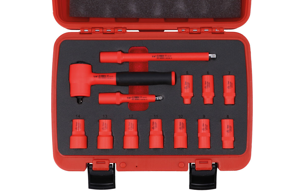 Laser 8799 Insulated Socket Set 1/4″ 5-14mm 72T Ratchet EV Hybrid 1000v TS3