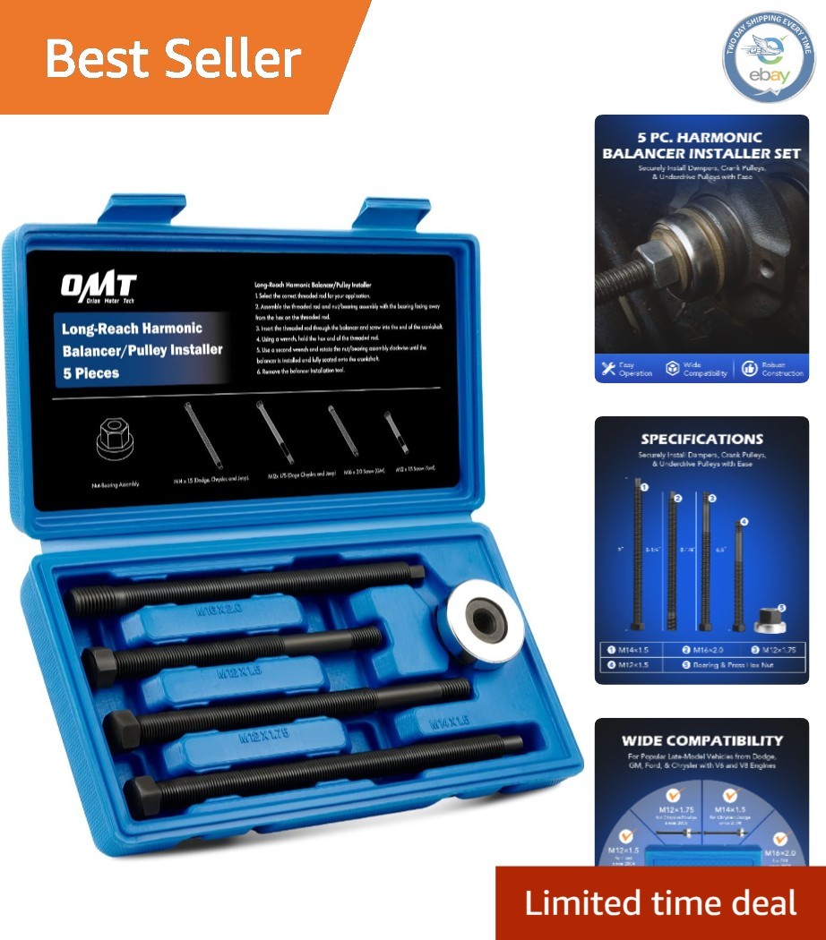 Underdrive Crank Pulley Installer Kit: 5 Pieces with 4 Adapters for Popular Cars