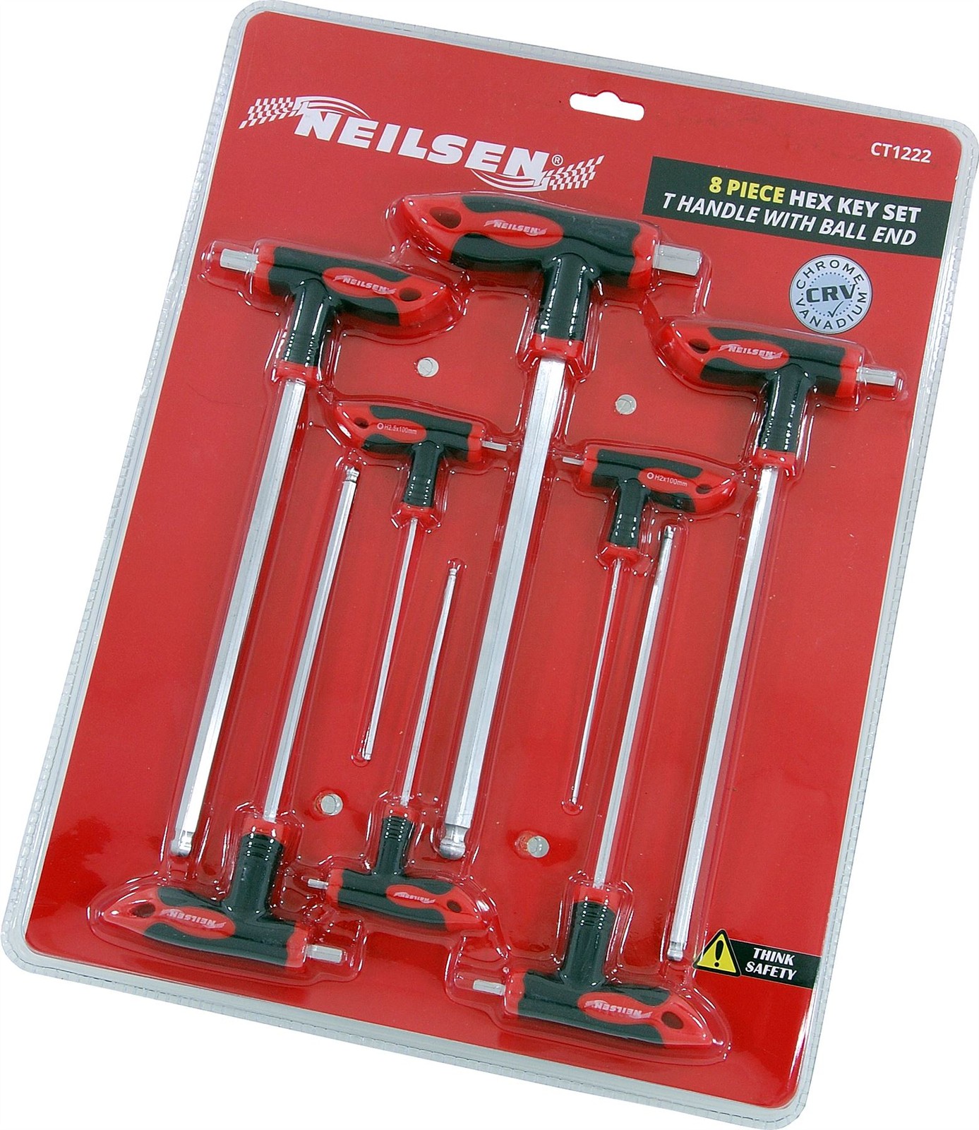 T-Handle Hex Allen Keys Set Metric 8 Piece Wrench 2 2.5 3 4 5 6 8 10mm Ball end