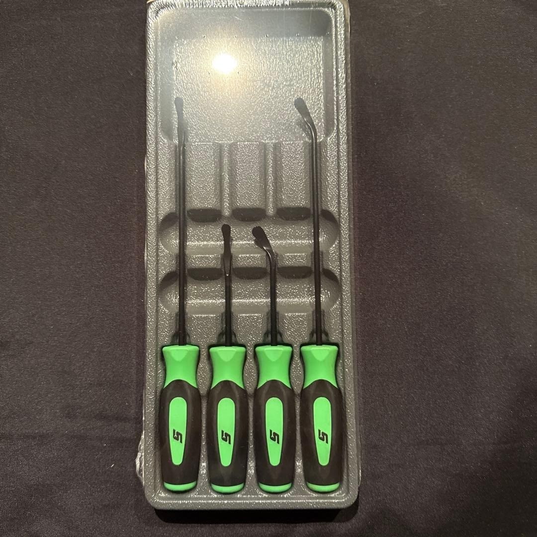 Snap-on SGSR104AG 4 pc Instinct Soft Grip Seal Removal Tool Set Green [Unused]