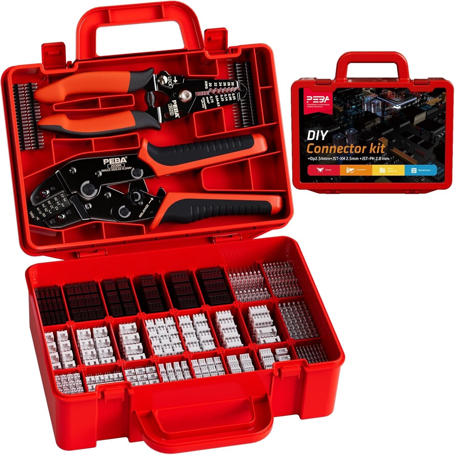PEBA Micro Connector Pin Crimping Tool Kit, 28 Types JST-PH Yellow, Black