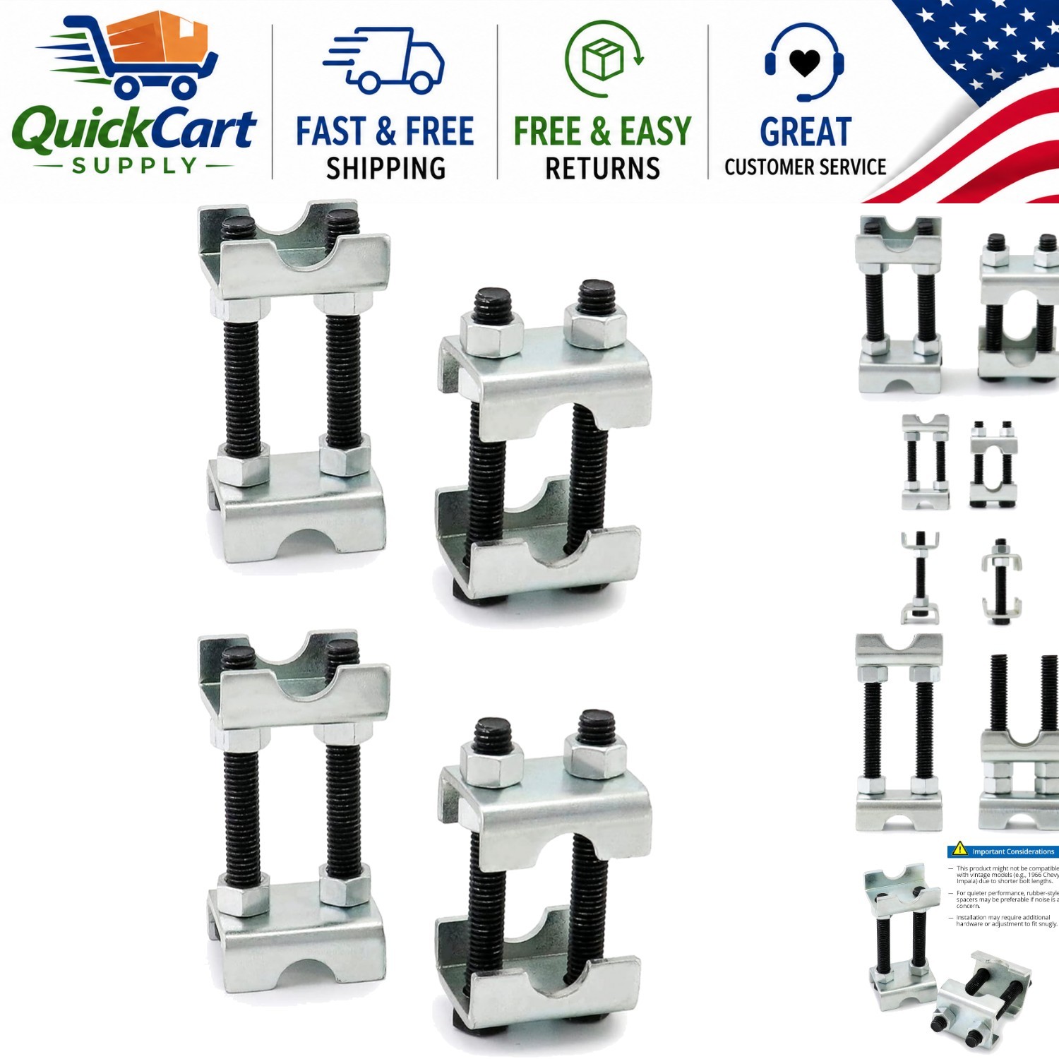 Durable Steel Spring Compressor for Coil Springs – 4 Pack Adjustable Spacer