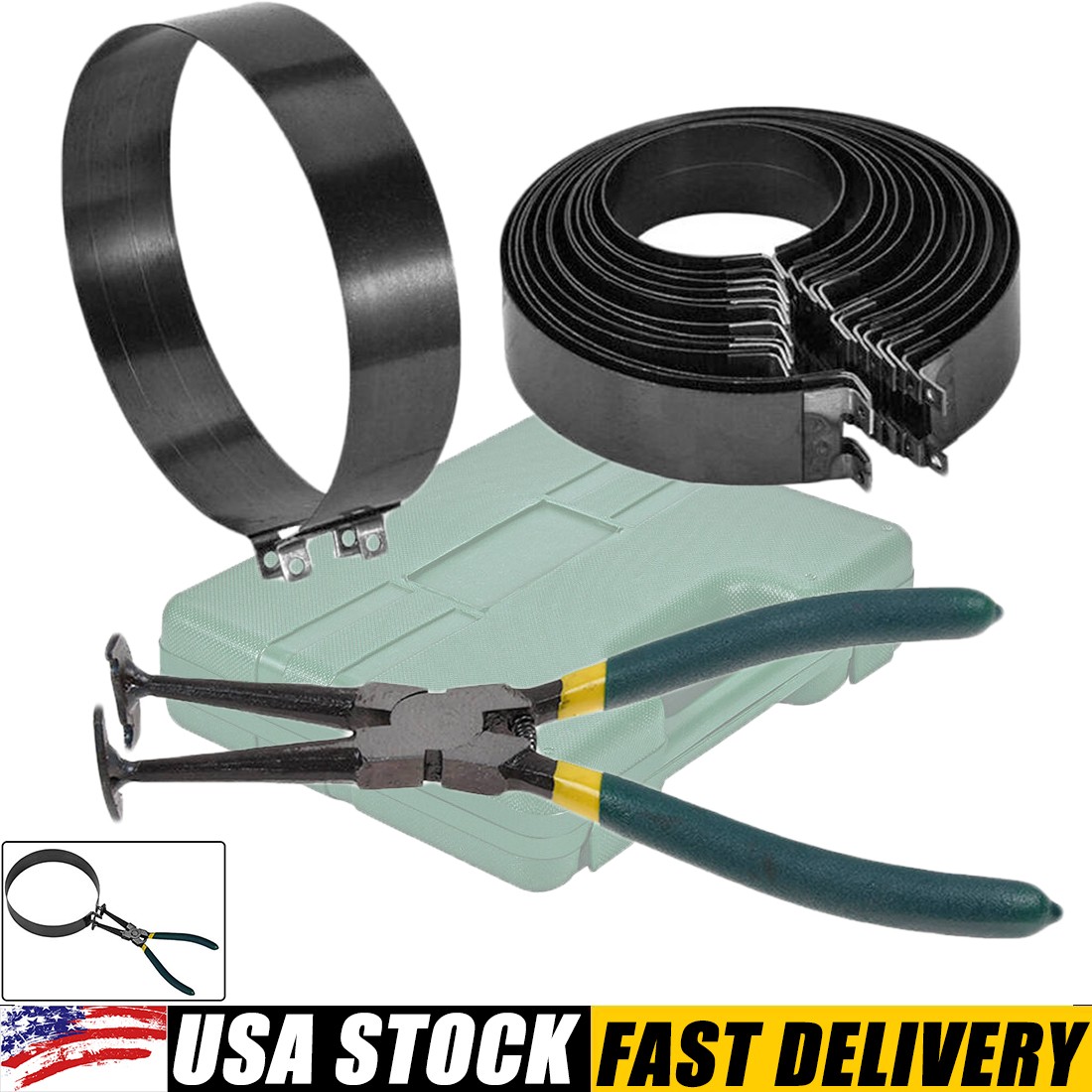 Auto trucks Engine Piston Ring Compressor Cylinder Installer with Plier & Bands