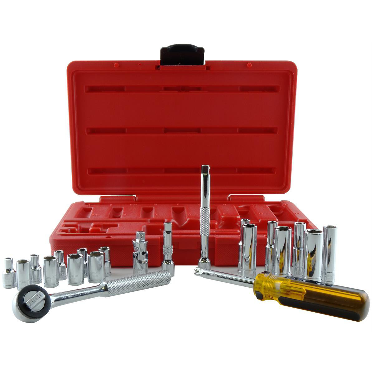 K-Tool 26000 21 Piece 1/4″ Drive Metric 6-Point Chrome Socket Set
