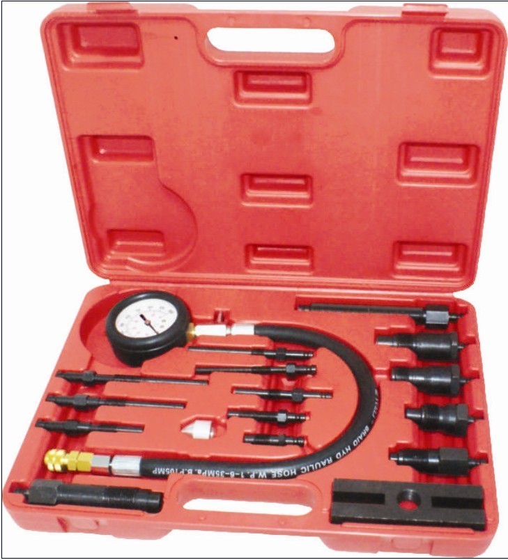 PRO 17PC DIESEL ENGINE CYLINDER COMPRESSION TEST TESTER KIT & GAUGE US SHIP&
