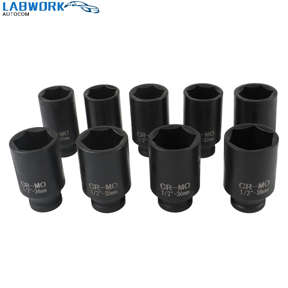 Deep Impact Socket Tool 9Pcs/Set 1/2″ Drive Metric Axle Hub Nut Socket 29-38mm