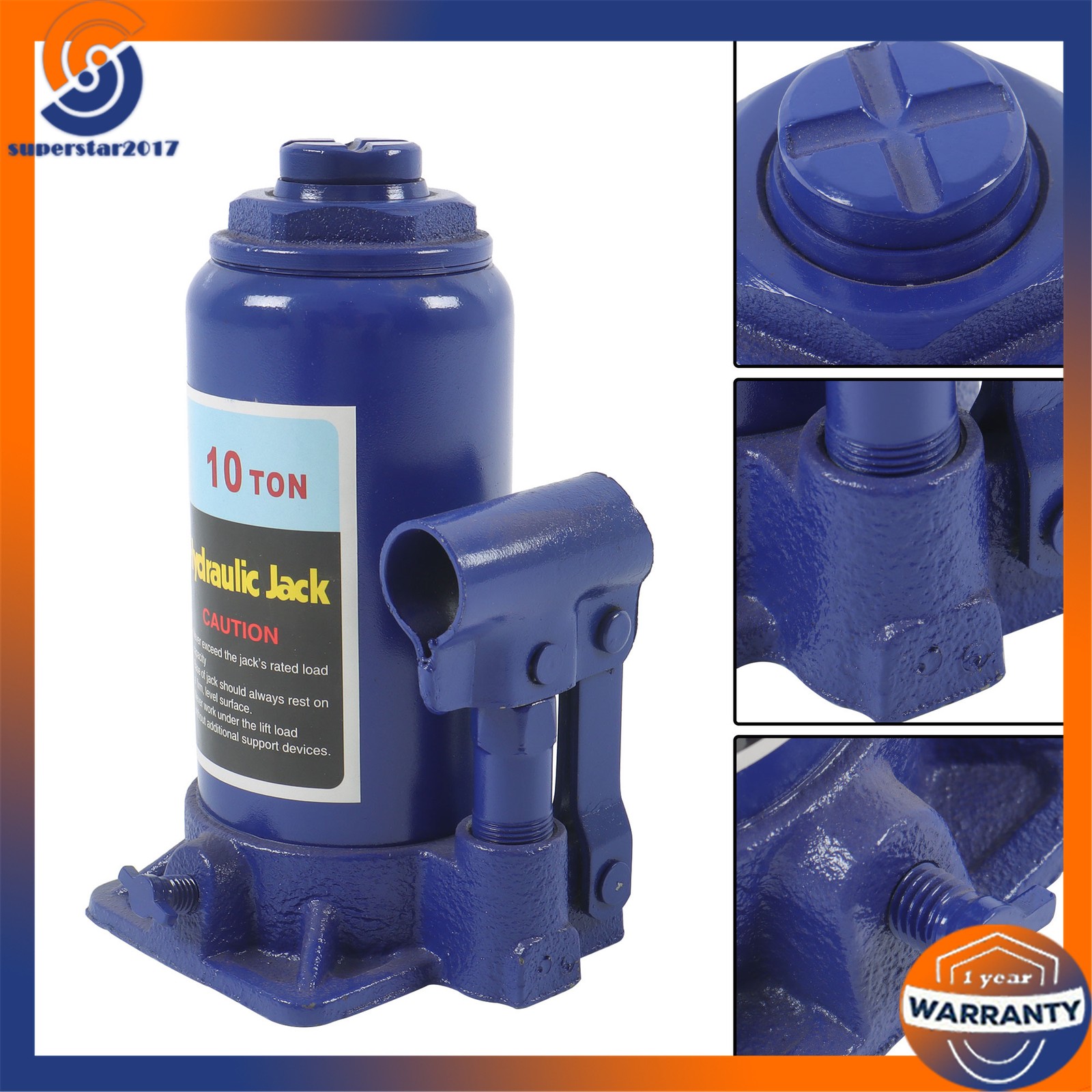 Bule 10 Ton Welded Hydraulic Car Bottle Jack for Auto Repair