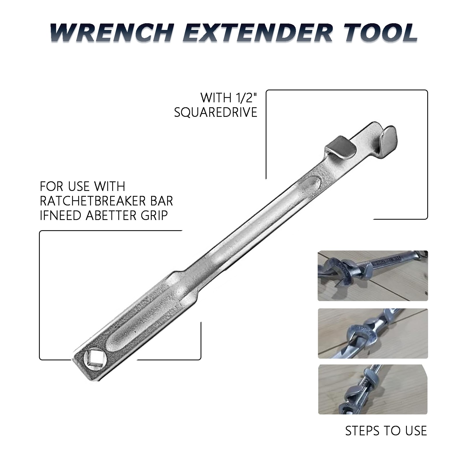 Wrench Extender & Wrench Extender Tool Bar Set 1/2″ Drive 335mm Wrench Extension