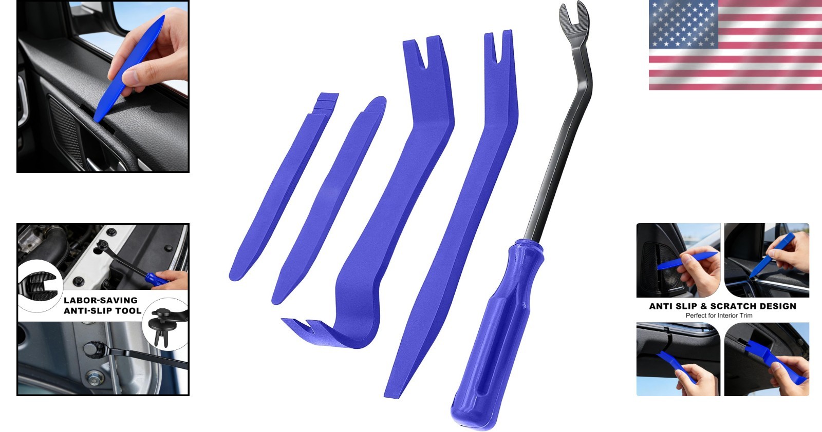 5-Piece Blue Auto Clip Removal Tool Set – Perfect for Car Panel Adjustments