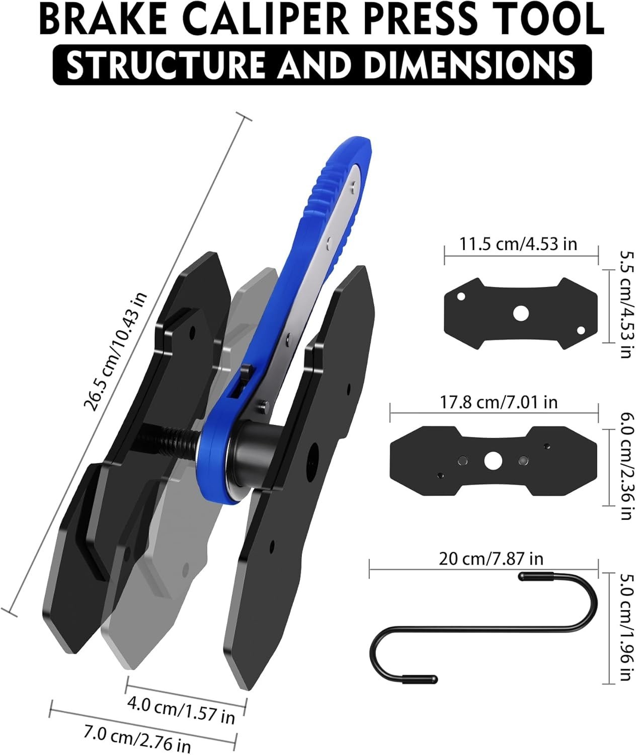 Precision Brake Caliper Compression Tool with 360° Swing Ratchet & Gloves