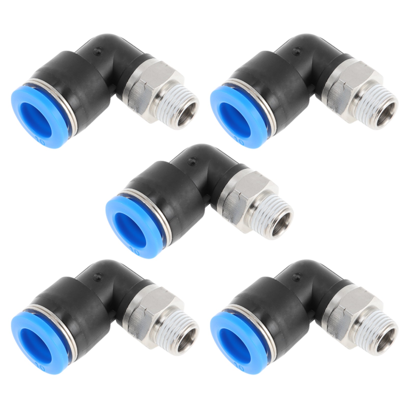 for Push to Fittings 3/8″ 90° Fast Air Joint 1/8″ NPT 5 Pieces Blue Black