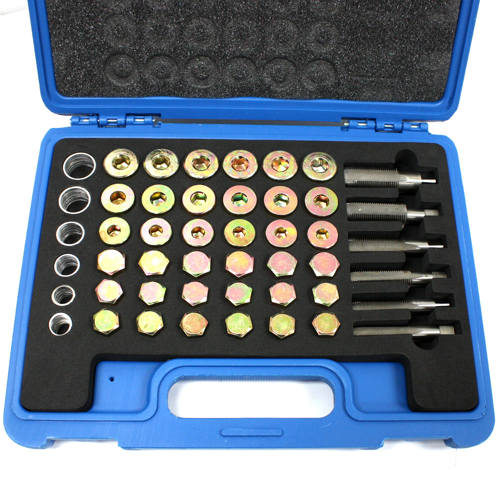 114PC Oil Pan Drain Sump Plug Key Thread Repair Tool Kit Set Drain plug w/ Case