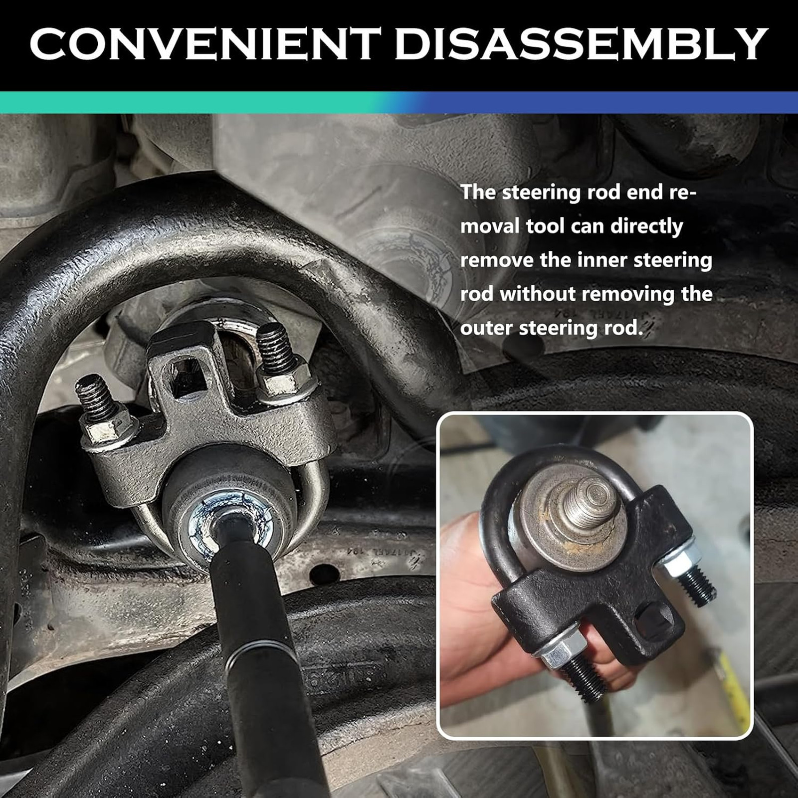 3/8 Inch Drive Inner Tie Rod Removal Tool U-Shaped Low Profile Automotive Car