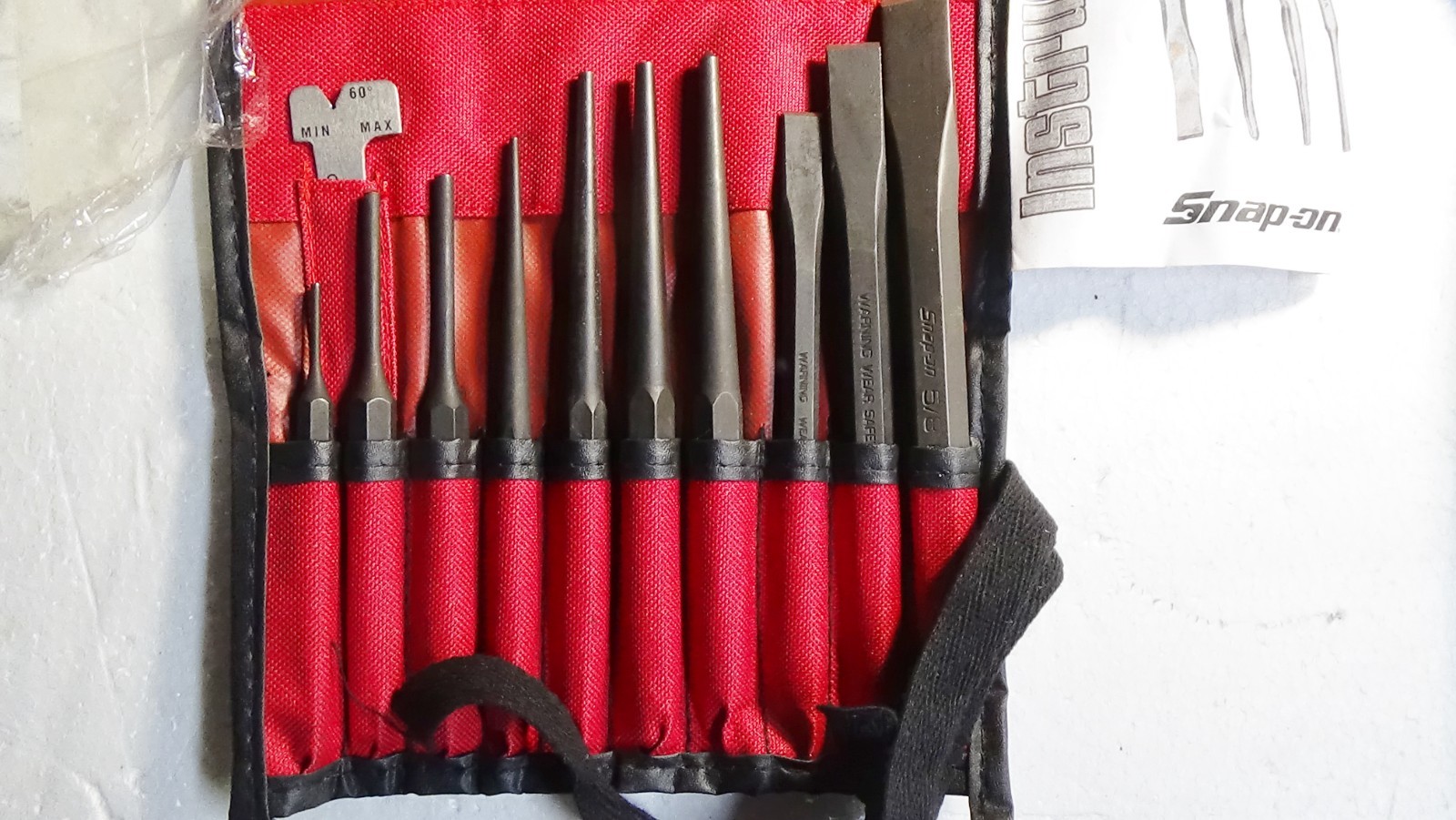 NEW Snap-On 10 Pc Punch and Chisel Set PPC710BK Black Oxide USA With Pouch