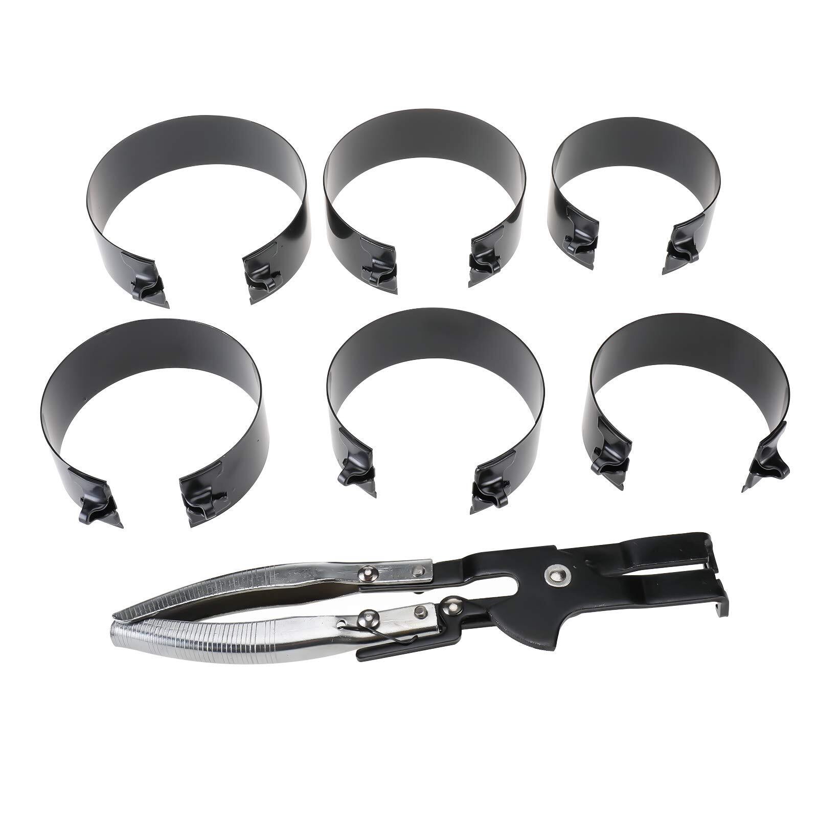 Piston Ring Compressor Tool Kit Cylinder Installer Remover Pliers Set & 6 Bands
