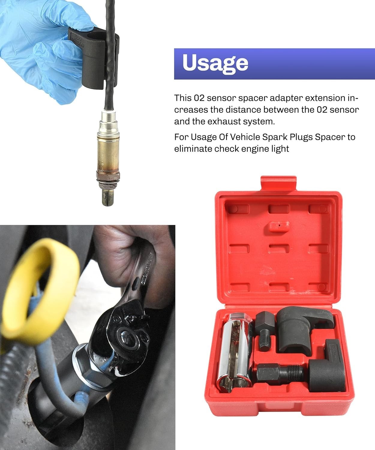 5PCS O2 Oxygen Sensor Socket Thread Chaser Set 3/8″ 1/2″ Drive 7/8″ Tool Kit