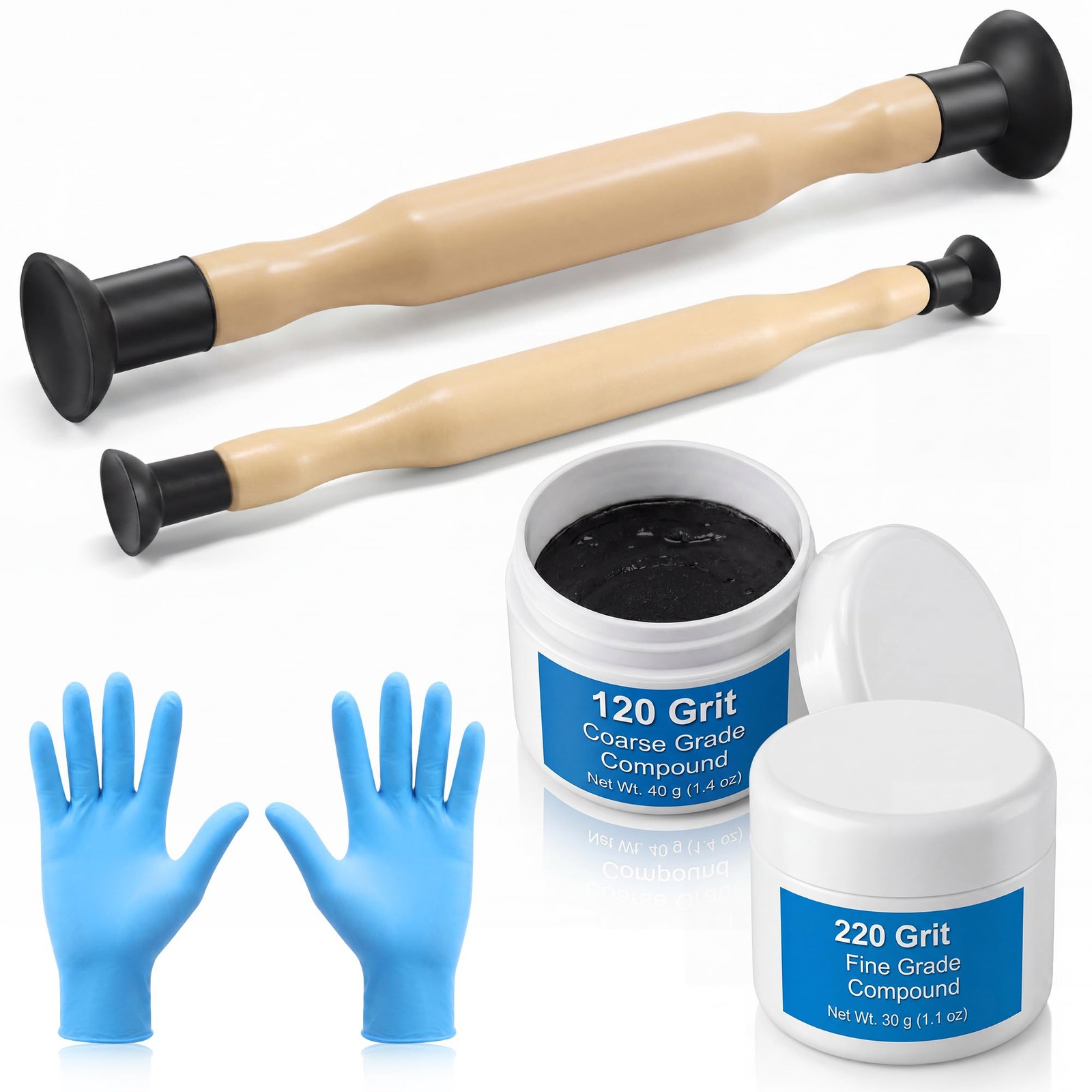 Complete Valve Grinding Kit with Lapping Sticks 120 220 Grit Compound Tool Set