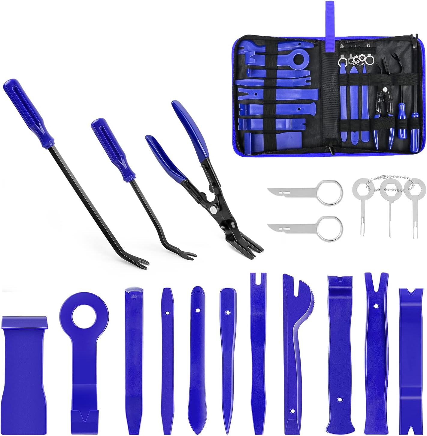 GRC-49 19Pcs Trim Removal Tool Set & Clip Plier Upholstery Remover Nylon Car