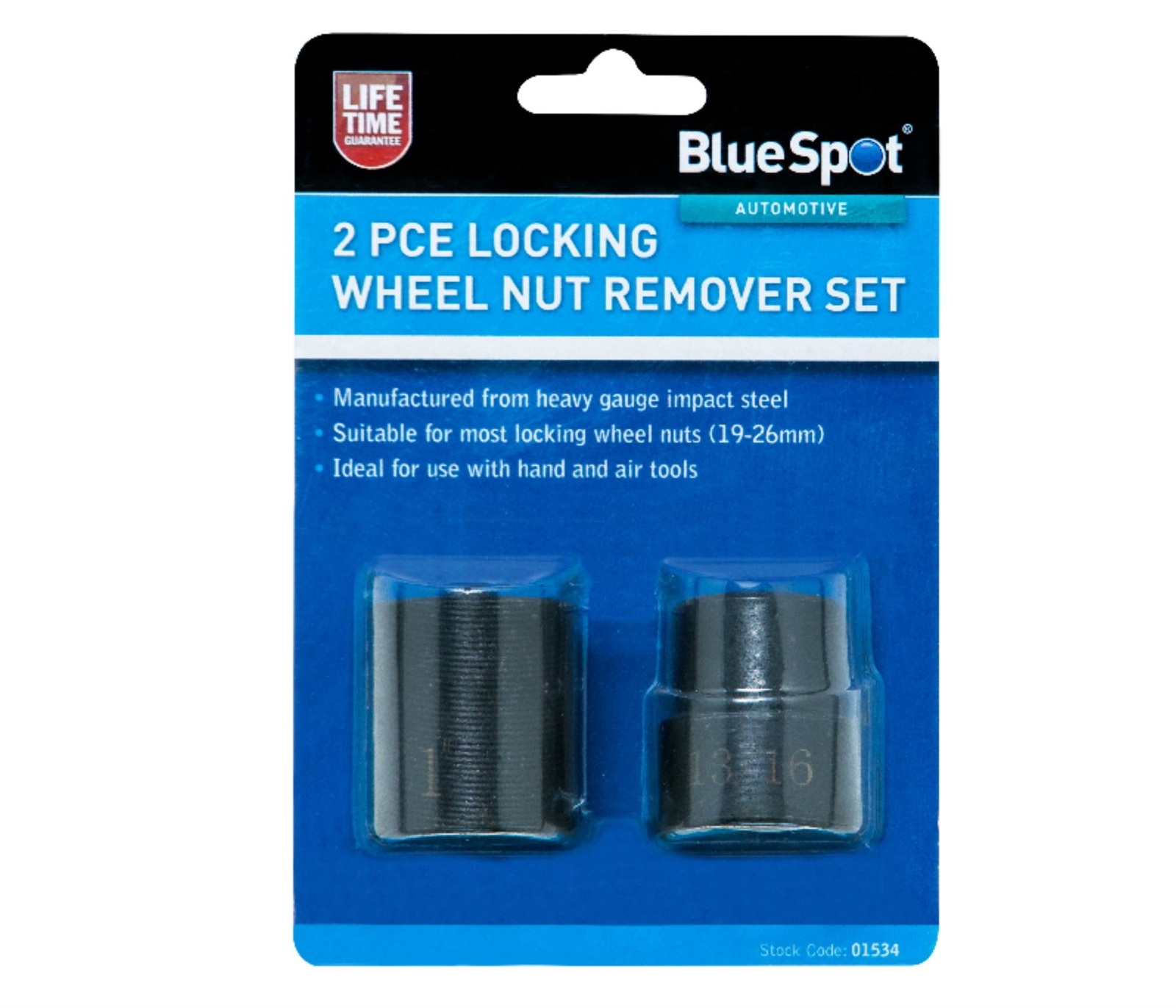 BlueSpot Locking Wheel Nut remover 19 – 26mm Emergency Lug Nut Socket Set 1/2″