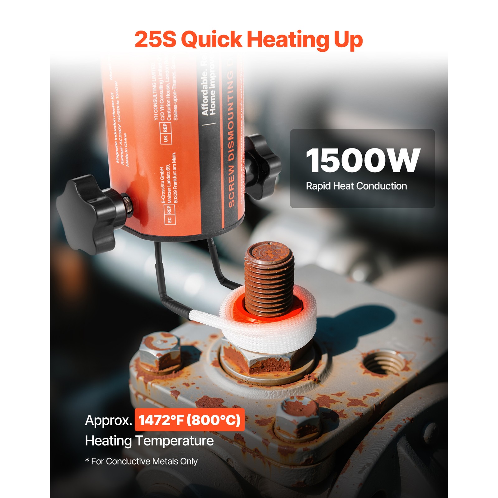 Uimoso Induction Heating Tool Kit for Rusted Bolt and Screw Removal, 1500W 110V