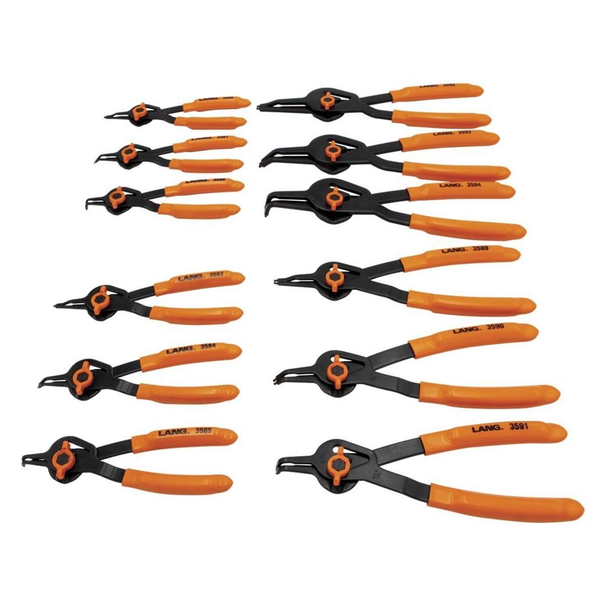 Lang Kastar 3595 12 Pc Quick Switch Convertible Snap Ring Pliers Set
