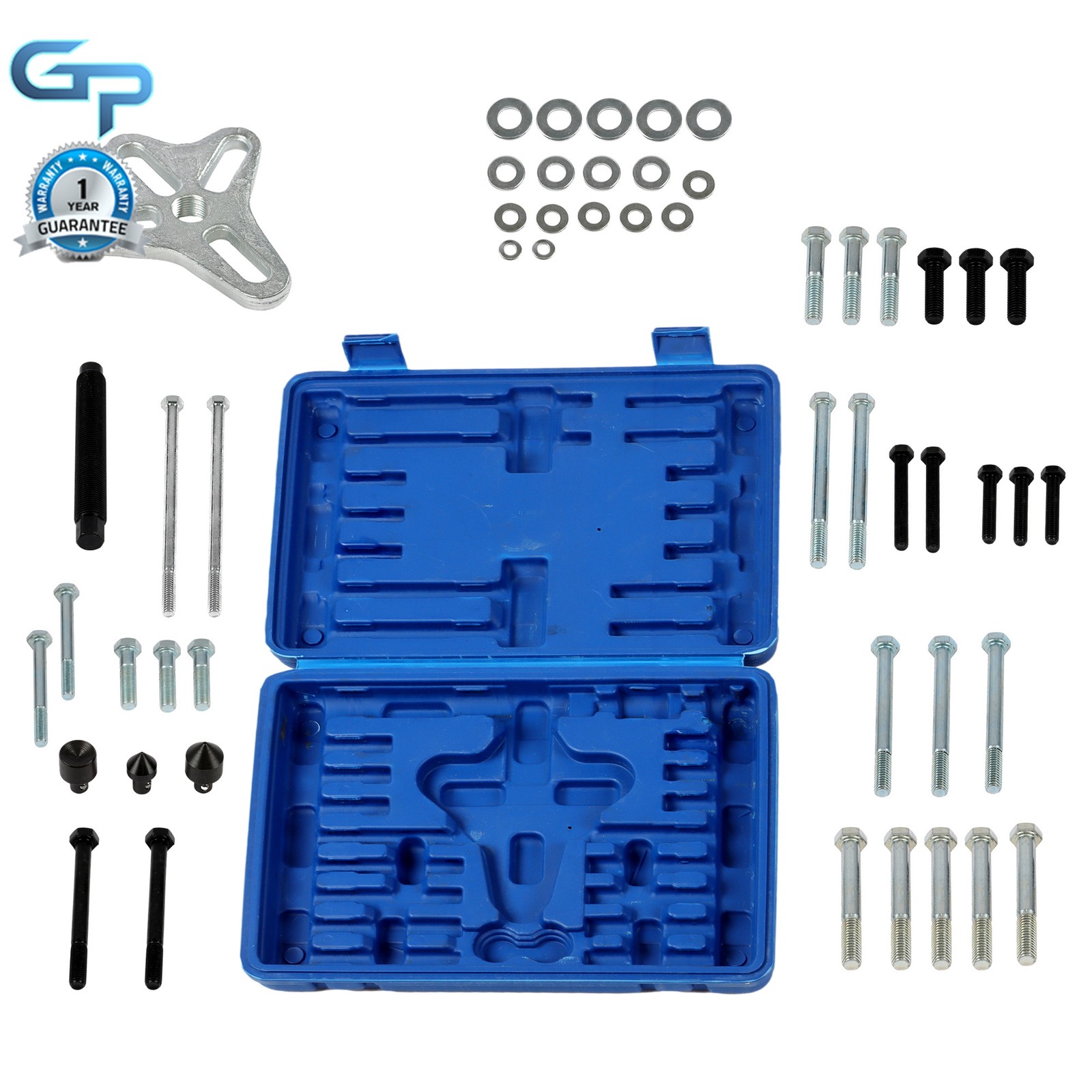 Harmonic Balancer Puller Tool 46pc Flywheel Crankshaft Pulley Steering Wheel