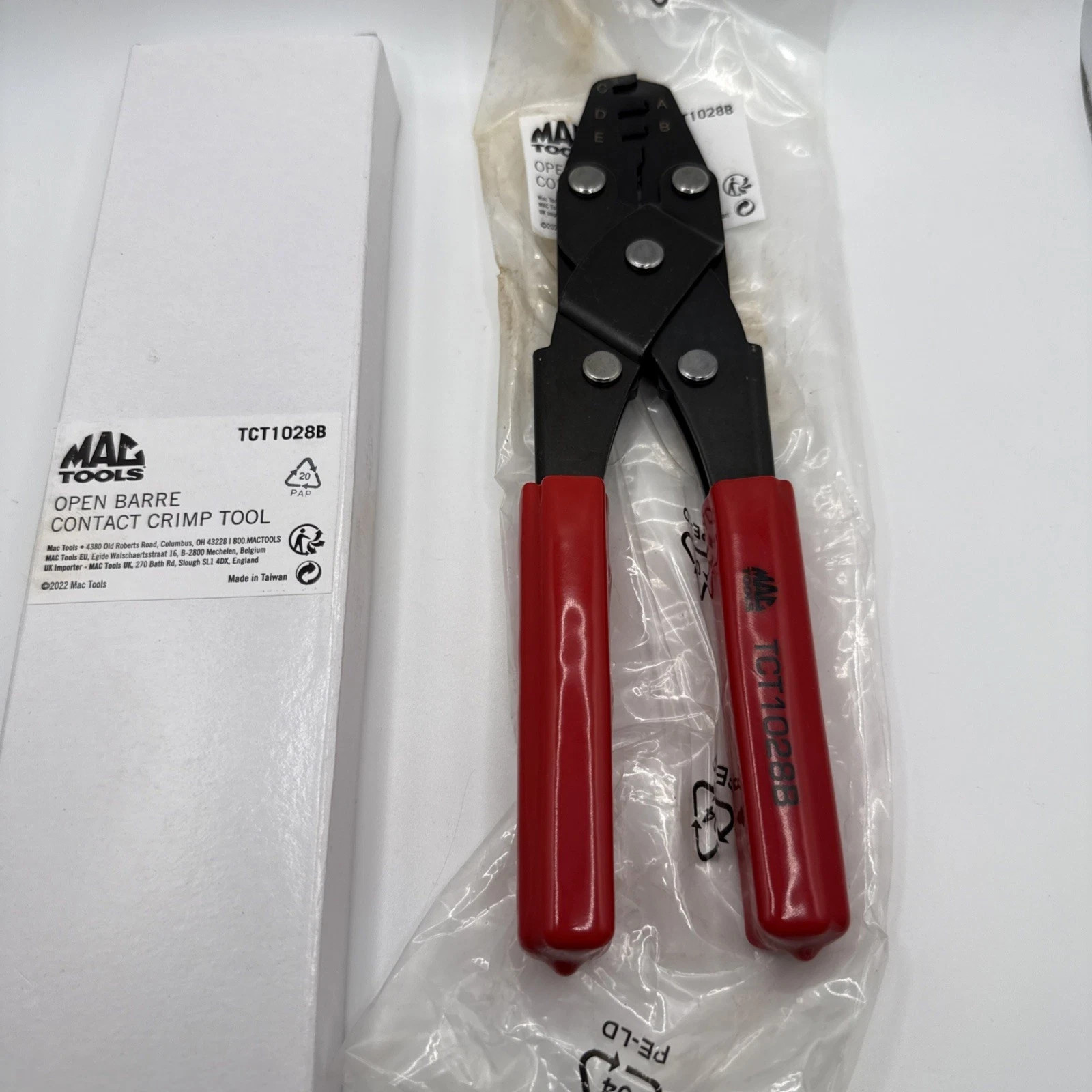 Brand New Mac Tools TCT1028B Open Barrel Contact Crimp Tool Red Handles Fast!