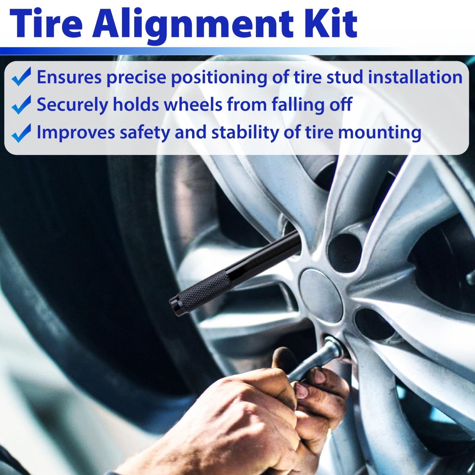 10 PCS Wheel Alignment Tool Kit – Steel Lug Bolts, Tire Positioning & Balancing