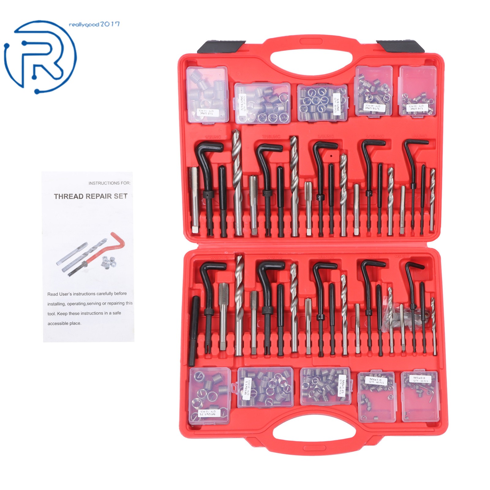 Helicoil Thread Repair Set SAE & Metric Rethreading Tool Kit 338-Piece