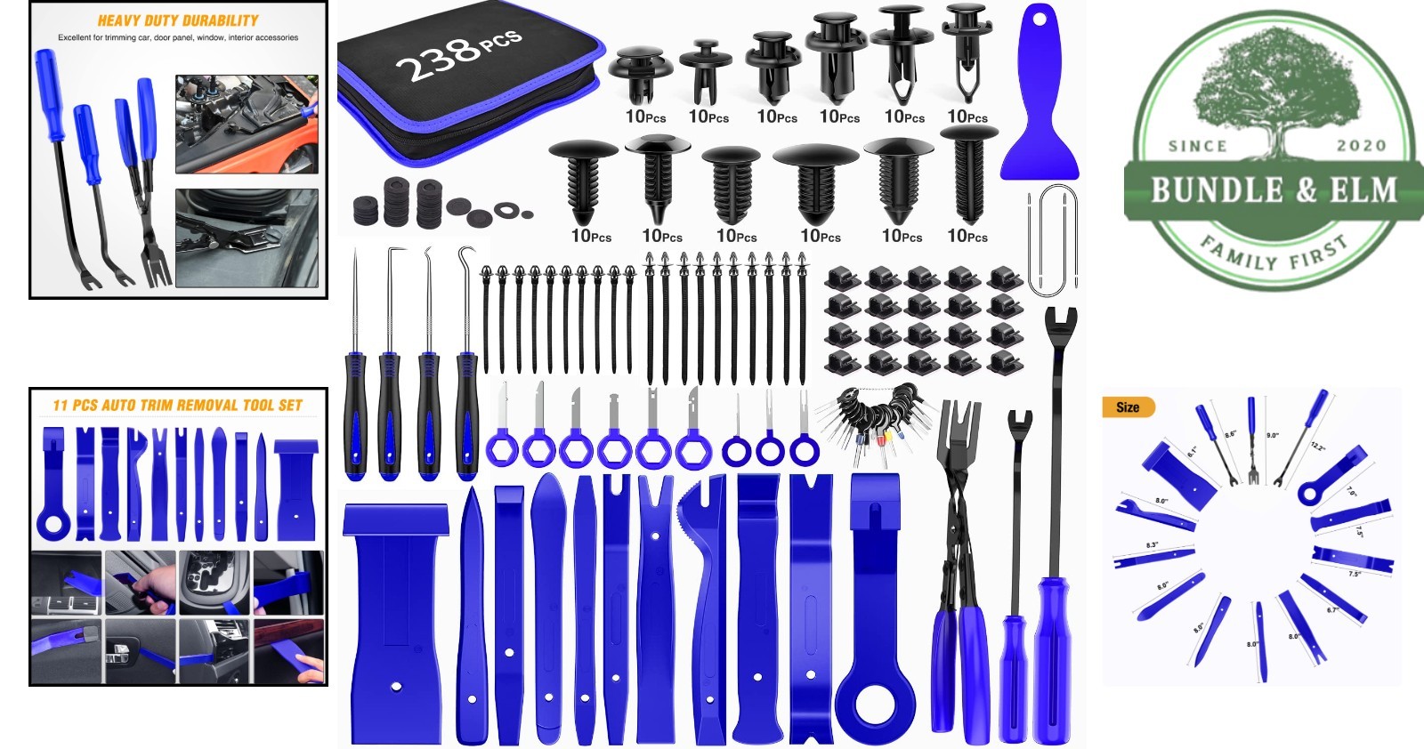 Versatile 238-Piece Trim Tool Kit for Fasteners, Clips, and Panel Installations