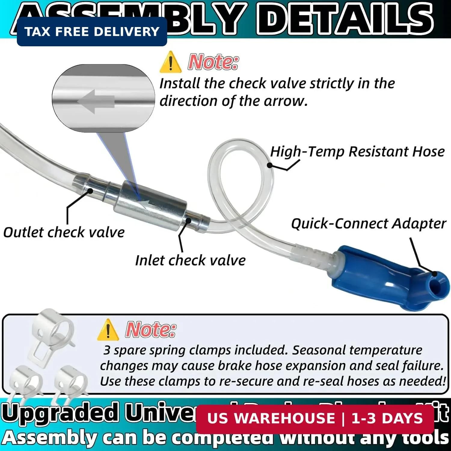 Universal Brake Bleeder Kit with One Way Check Valve, Adapter & Hose – Hydraulic