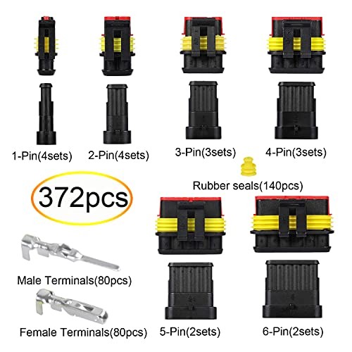 372Pcs Waterproof Automotive Electrical Connectors Quick Connect and…
