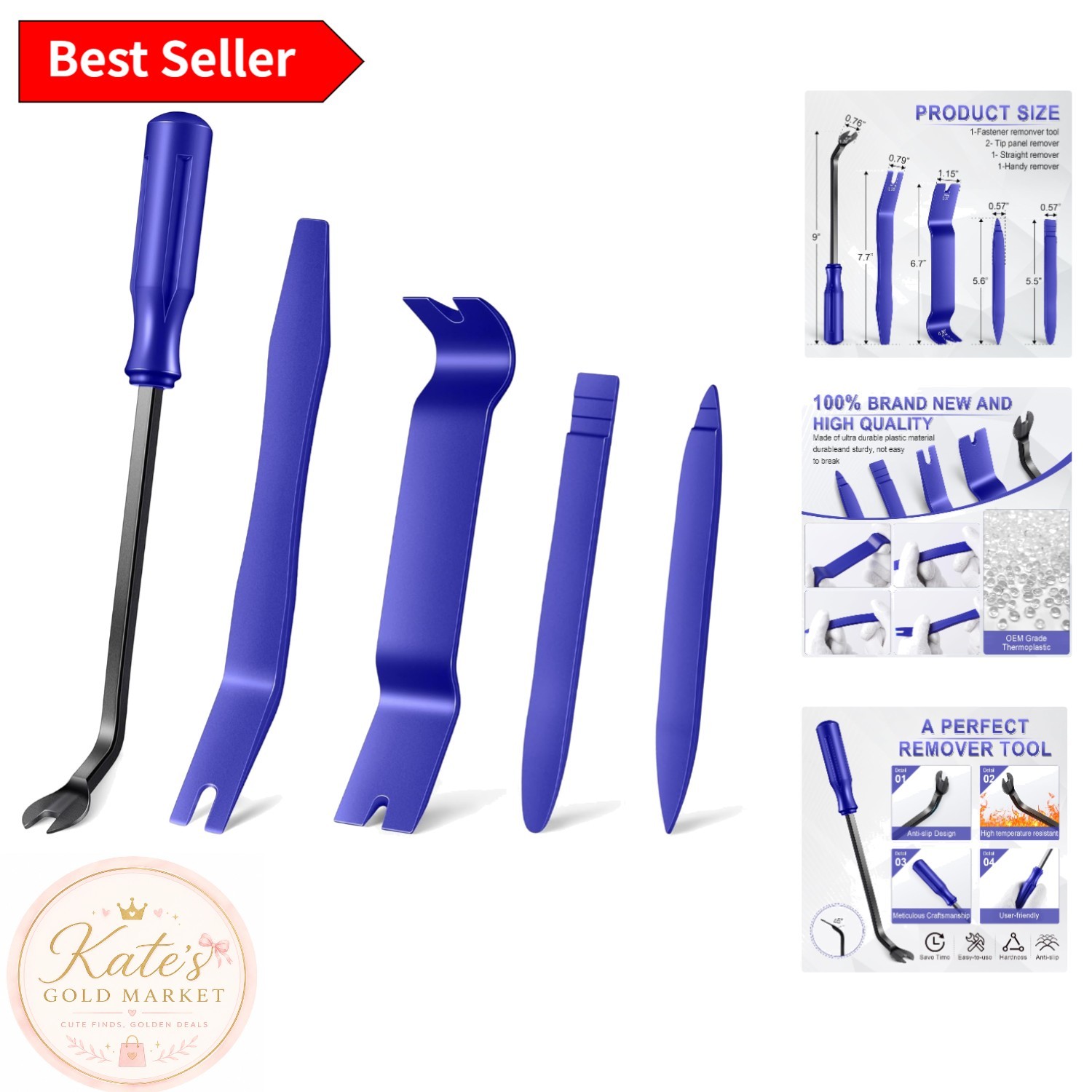 Durable 5-Piece Interior Trim Pry Tool Set – Scratch-Safe for Vehicles