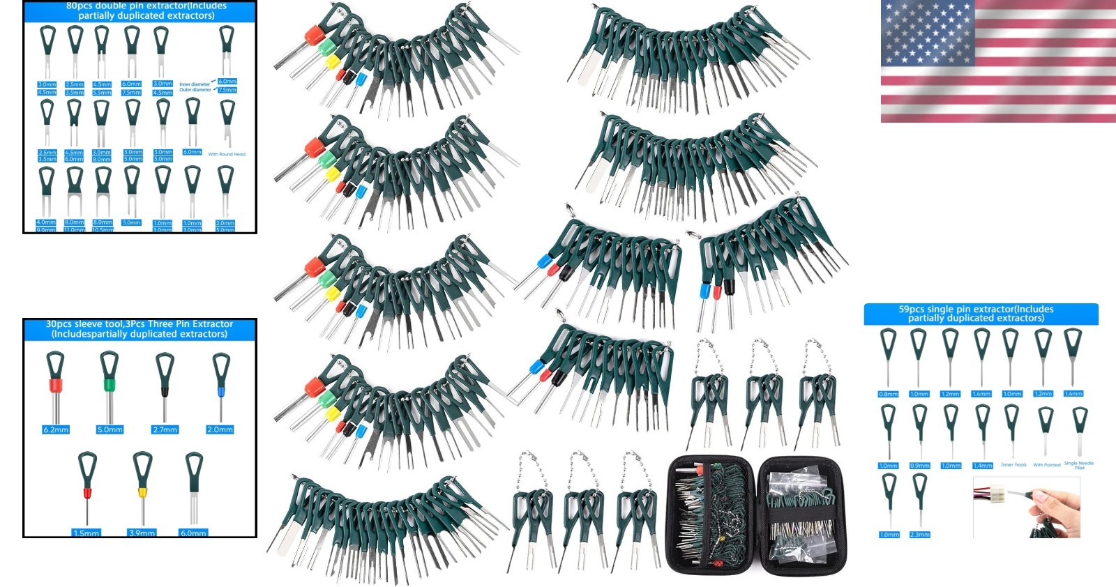 Comprehensive 172-Piece Depinning Tool Kit for Safe Electrical Connector Removal