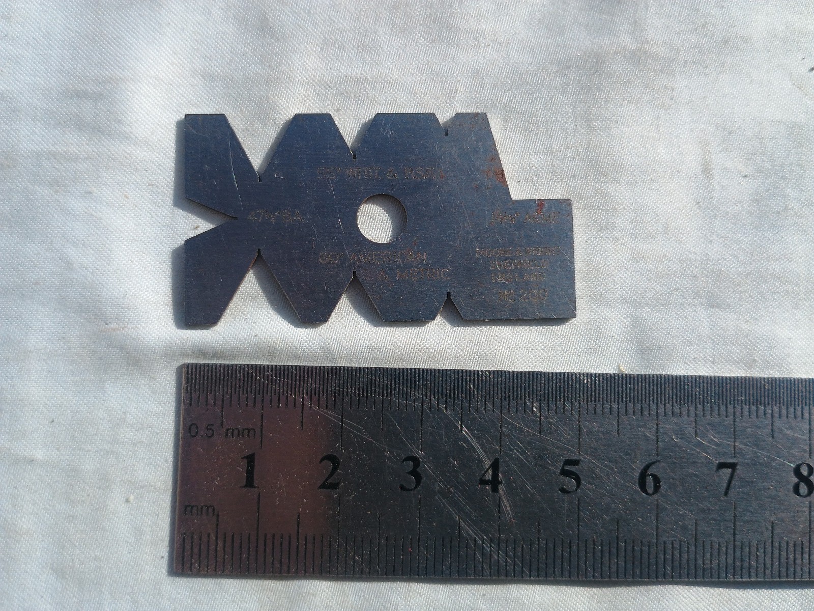 Small Moore & Wright Screw Cutting Gauge Engineer Tool Vintage Metal Work Lathes